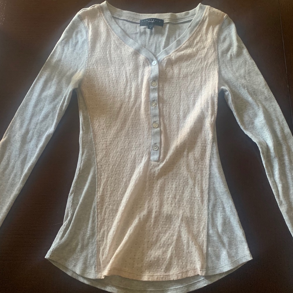 Long Sleeve Pink and Gray Shirt